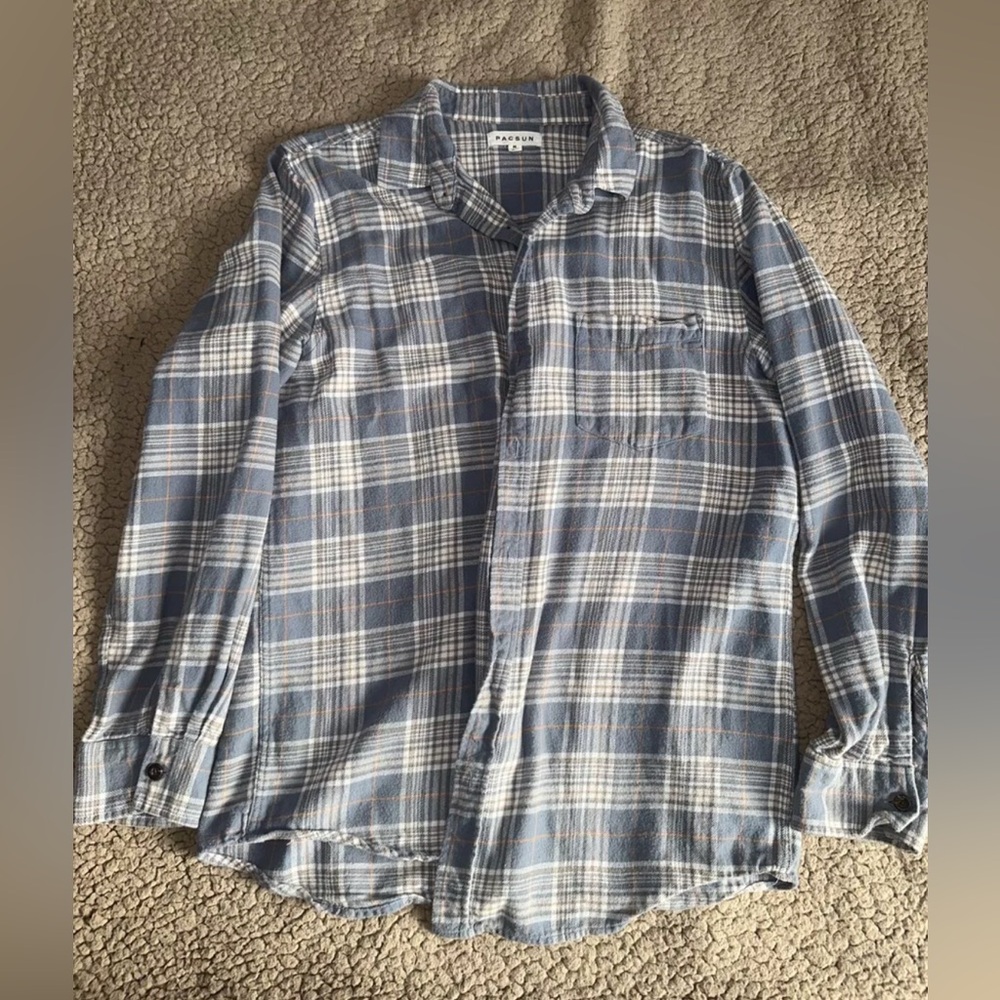 Pacsun Flannel Shirt Mens M Multicolor Cotton Plaid Long Sleeve Button Up Casual